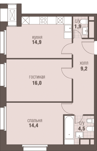 2-комнатная, 60.9м², ЖК Homecity, 21 213 464 ₽