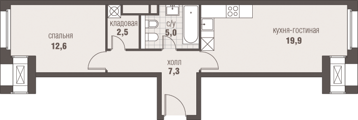 2-комнатная, 47.3 м², ЖК Homecity, 12 975 049 ₽