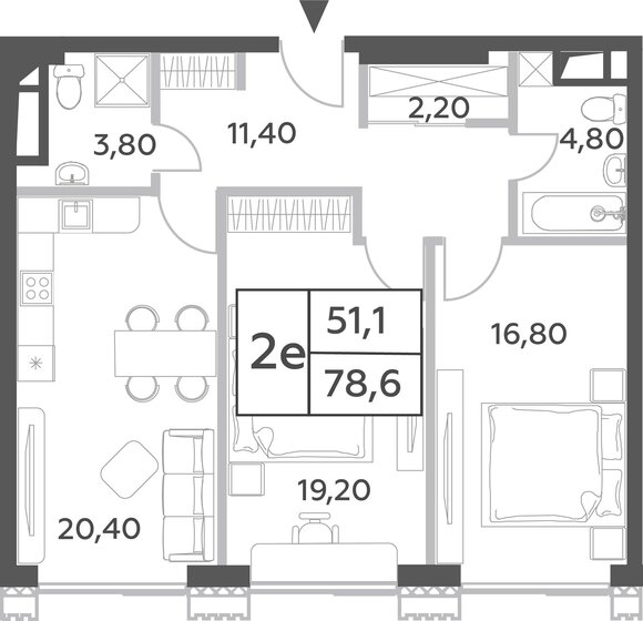 2-комнатная, 78.6м², ЖК Will Towers, 30 845 832 ₽