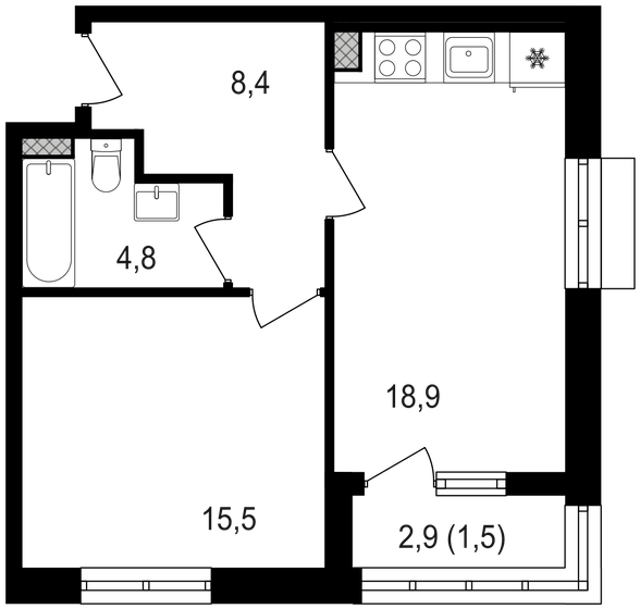 1-комнатная, 49.1 м², ЖК Михалковский, 16 841 300 ₽