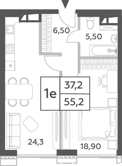 1-комнатная, 55.2м², ЖК Will Towers, 24 327 456 ₽