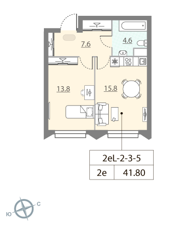1-комнатная, 41.8 м², ЖК Зиларт, 17 554 824 ₽