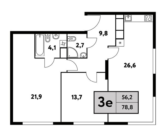 2-комнатная, 78.8м², ЖК Фестиваль парк-2, 30 934 182 ₽