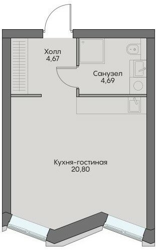 1-комнатная, 30.16 м², ЖК Insider, 13 192 179 ₽