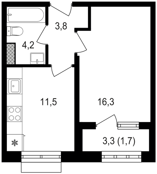 1-комнатная, 37.5 м², ЖК Михалковский, 14 700 000 ₽