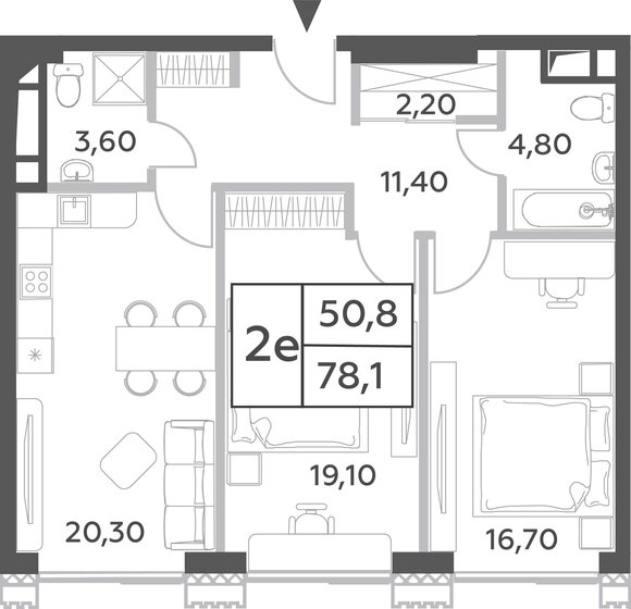 2-комнатная, 78.1м², ЖК Will Towers, 29 524 608 ₽