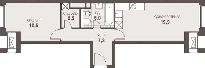2-комнатная, 47.3 м², ЖК Homecity, 12 706 344 ₽