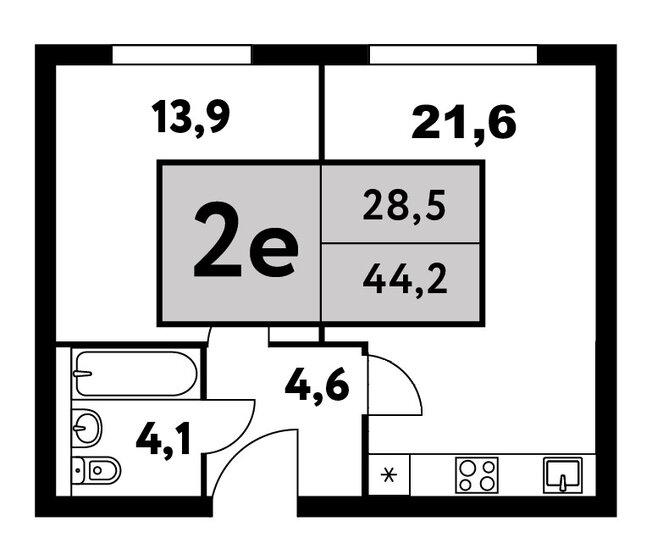 1-комнатная, 44.2м², ЖК Фестиваль парк-2, 21 724 256 ₽