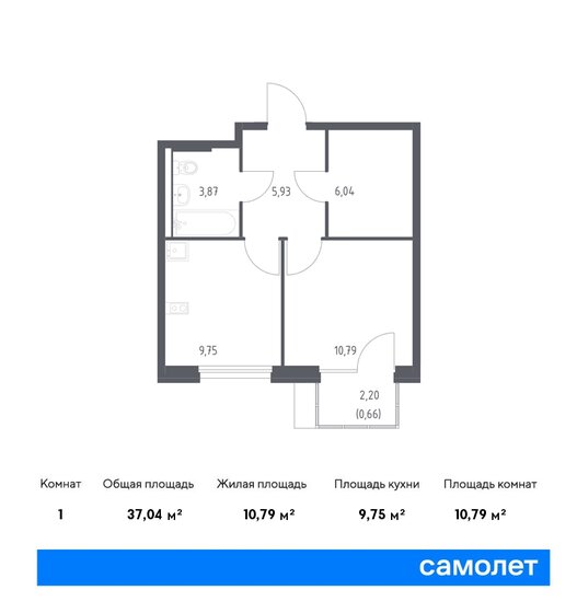 1-комнатная, 37.04м², ЖК Новое Внуково, 9 242 956 ₽