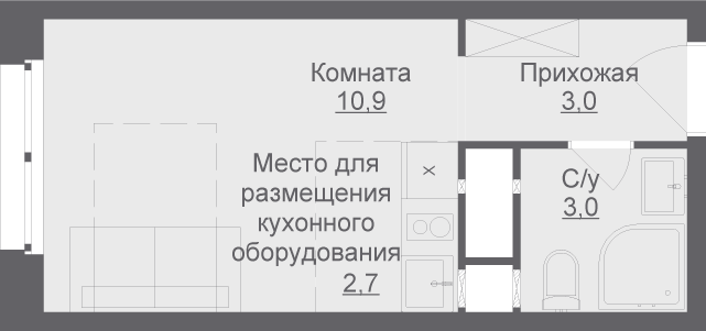 1-комнатная, 19.6 м², ЖК LIBERTY, 4 348 586 ₽