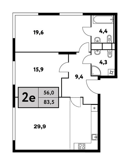 2-комнатная, 83.5м², ЖК Фестиваль парк-2, 33 726 396 ₽