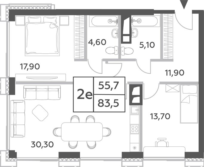 2-комнатная, 83.5м², ЖК Will Towers, 31 559 764 ₽