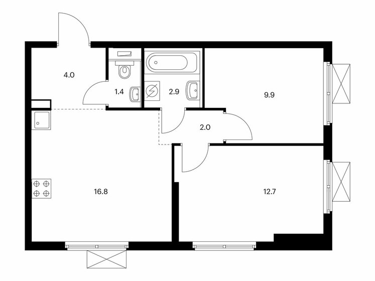 2-комнатная, 49.7м², ЖК Волжский парк, 16 048 130 ₽