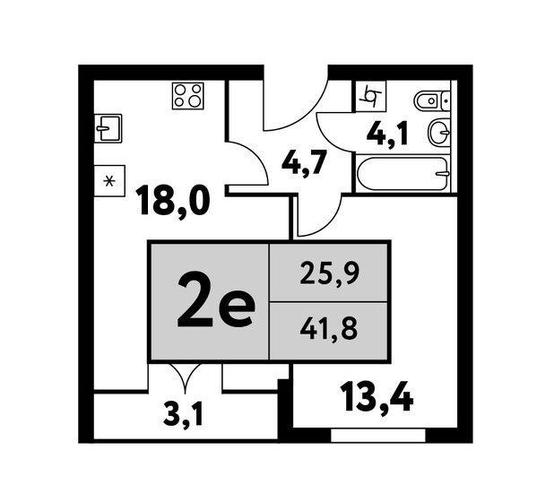 1-комнатная, 41.8 м², ЖК Фестиваль парк-2, 16 112 418 ₽