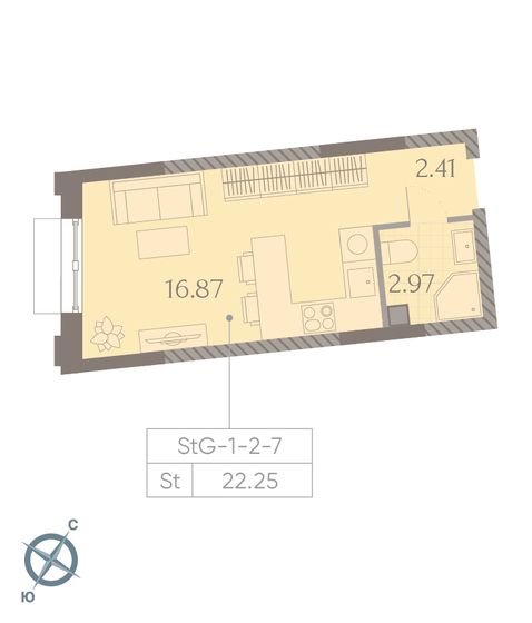 1-комнатная, 22.25 м², ЖК Дмитровское небо, 8 632 243 ₽