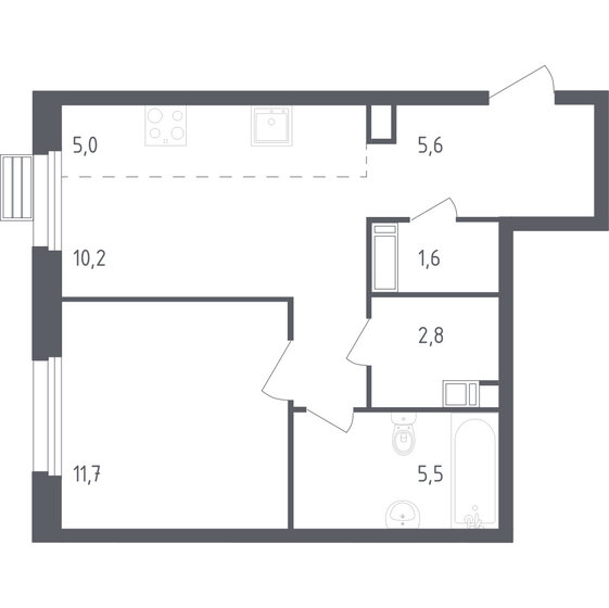 2-комнатная, 42.4м², ЖК Южное Бунино, 9 441 674 ₽