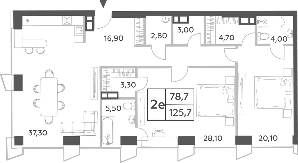 2-комнатная, 125.7м², ЖК Will Towers, 60 586 996 ₽