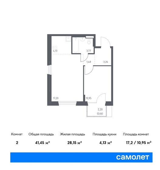 2-комнатная, 41.45м², ЖК Новое Внуково, 10 261 282 ₽