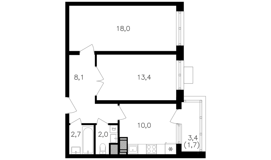 2-комнатная, 55.9м², ЖК Октябрьское поле, 18 447 000 ₽