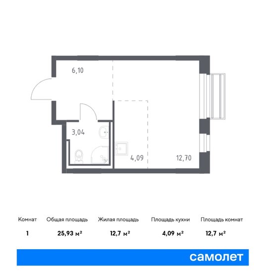 1-комнатная, 25.93м², ЖК Рублевский Квартал, 5 777 546 ₽