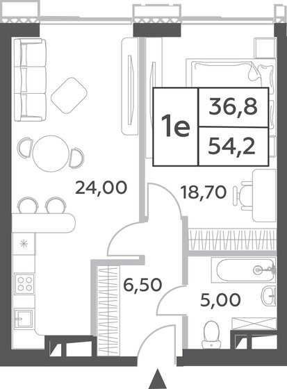 1-комнатная, 54.2м², ЖК Will Towers, 22 908 952 ₽