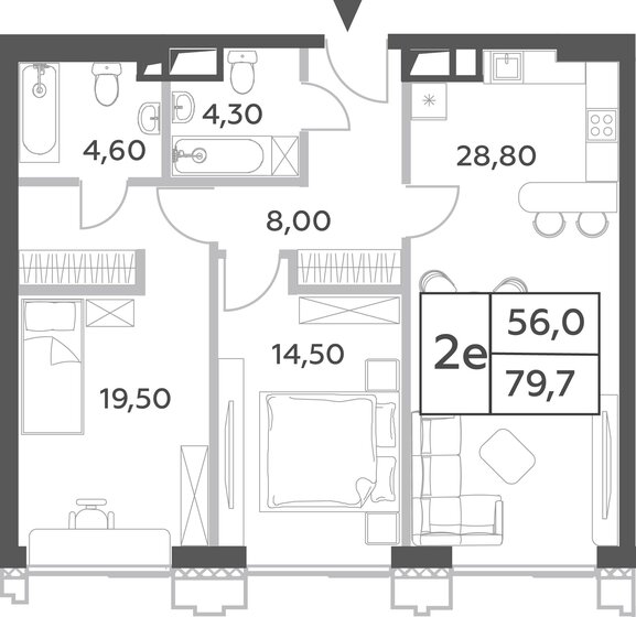 2-комнатная, 79.7м², ЖК Will Towers, 31 044 136 ₽