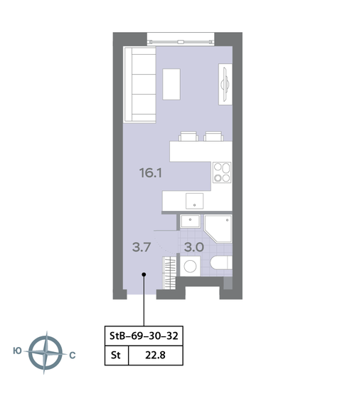 1-комнатная, 22.8 м², ЖК Дмитровское небо, 9 211 587 ₽