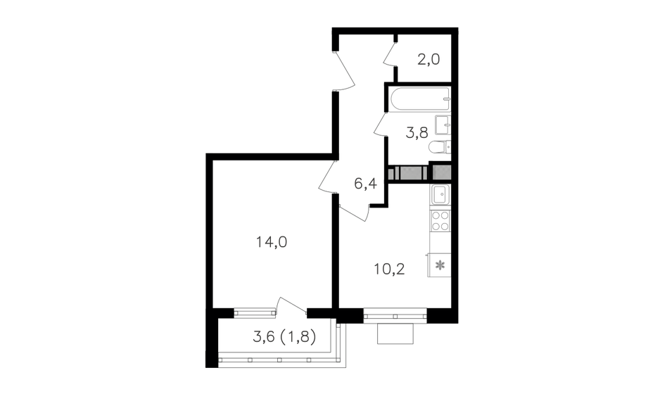 1-комнатная, 38.2м², ЖК Октябрьское поле, 12 720 600 ₽