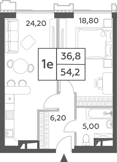 1-комнатная, 54.2м², ЖК Will Towers, 22 377 258 ₽