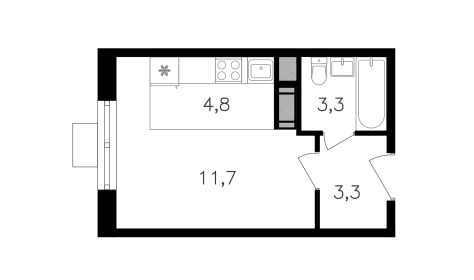 1-комнатная, 23.1м², ЖК Октябрьское поле, 8 385 300 ₽