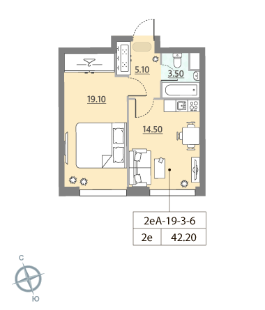 1-комнатная, 42.2 м², ЖК Зиларт, 17 743 736 ₽