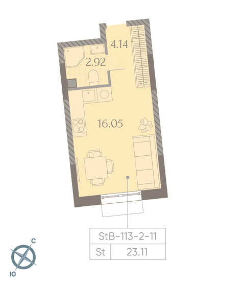 1-комнатная, 23.11 м², ЖК Дмитровское небо, 8 925 451 ₽