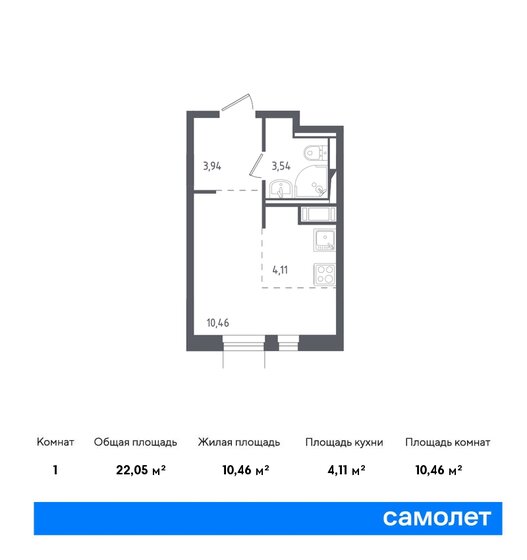1-комнатная, 22.05м², ЖК Пятницкие Луга, 5 628 566 ₽