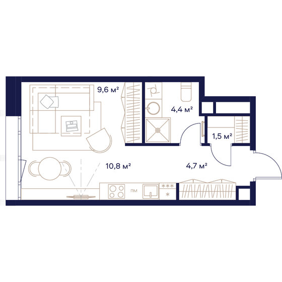 1-комнатная, 30.6 м², ЖК СОЮЗ, 17 244 200 ₽