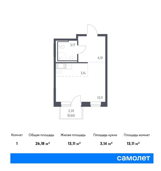 1-комнатная, 26.18м², ЖК Новое Внуково, 7 568 216 ₽