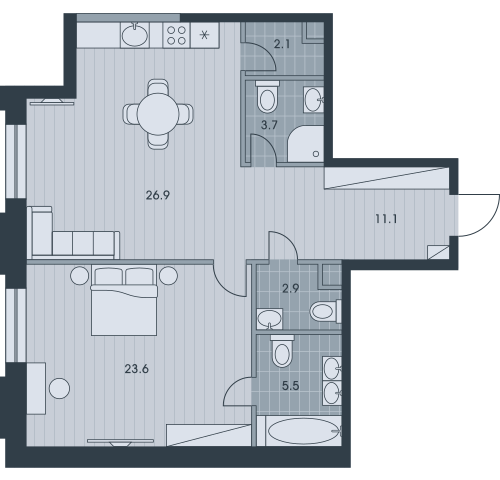 2-комнатная, 76.6м², ЖК Ever, 29 644 200 ₽