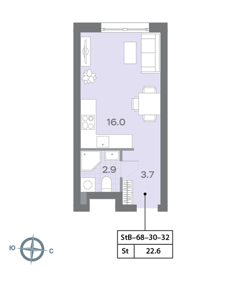 1-комнатная, 22.5 м², ЖК Дмитровское небо, 9 183 667 ₽