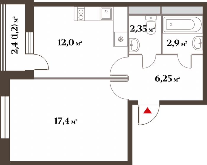 1-комнатная, 41.7 м², ЖК 8 кленов, 10 641 451 ₽