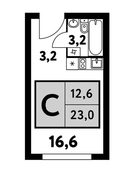 1-комнатная, 23 м², ЖК Фестиваль парк-2, 11 115 628 ₽