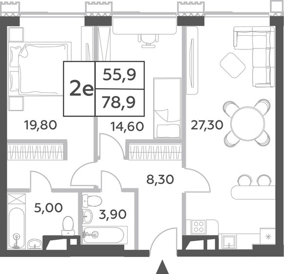 2-комнатная, 78.9м², ЖК Will Towers, 28 169 364 ₽