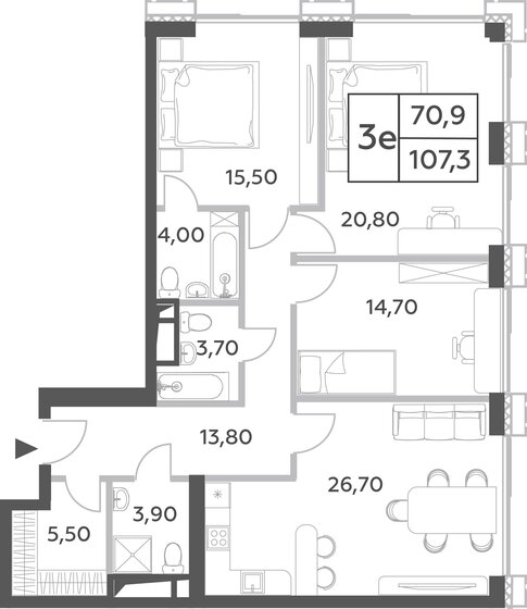 3-комнатная, 108.6м², ЖК Will Towers, 39 649 004 ₽