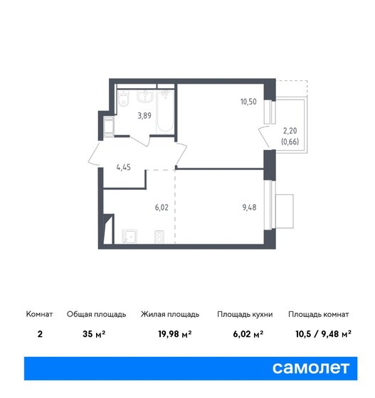 2-комнатная, 35м², ЖК Пятницкие Луга, 6 710 793 ₽
