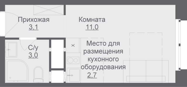 1-комнатная, 19.8 м², ЖК LIBERTY, 4 327 508 ₽