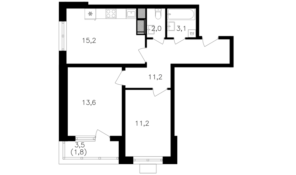 2-комнатная, 58.1м², ЖК Октябрьское поле, 19 161 380 ₽