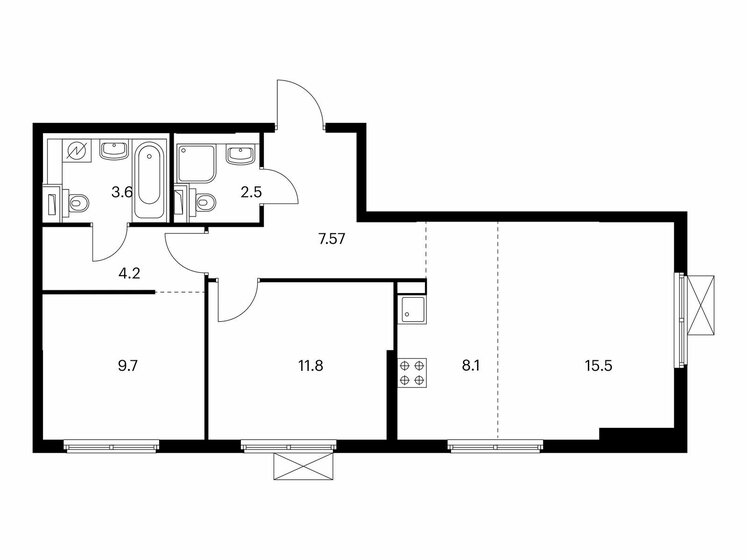 3-комнатная, 62.97м², ЖК Волжский парк, 18 878 406 ₽