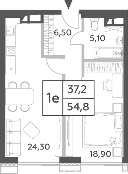 1-комнатная, 54.8м², ЖК Will Towers, 24 754 428 ₽