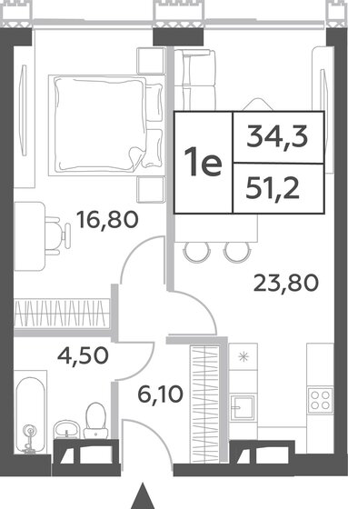 1-комнатная, 51.2м², ЖК Will Towers, 21 240 720 ₽