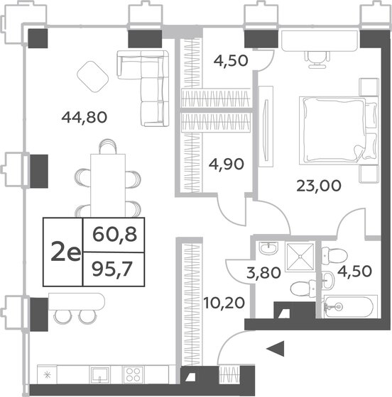 1-комнатная, 95.7м², ЖК Will Towers, 45 815 544 ₽