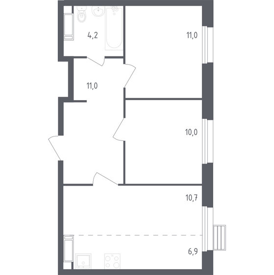 3-комнатная, 53.8м², ЖК Южное Бунино, 11 512 232 ₽