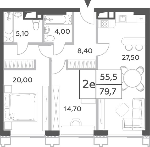 2-комнатная, 79.7м², ЖК Will Towers, 32 181 138 ₽